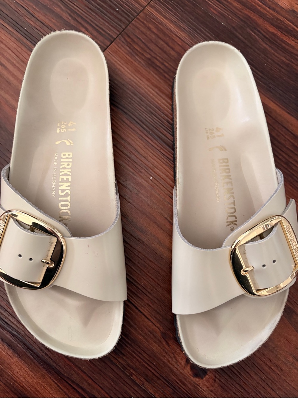 Madrid Big Buckle High Shine Birkenstock - Ecru - Size 41